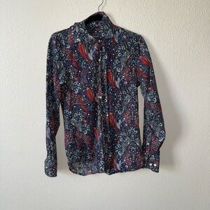 H&M Men's Casual Paisley Shirt - Red and Blue